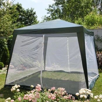 Шатер садовый павильон тент с москитной сеткой 2,4х2,4/3х3 м. Зеленый