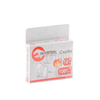 Скоба каленая 12 мм, уп. 1000 шт., ширина 11,3 мм, сечение 0,70 мм INTERTOOL RT-0132