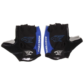 Рукавиці велосипедні Robesbon гелеві безпалі велорукавички 7201 Black-Blue XL