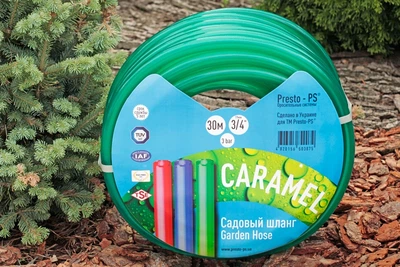 Шланг поливочный Presto-PS силикон садовый Caramel (зеленый) диаметр 3/4 дюйма, длина 30 м (CAR-3/4 30)