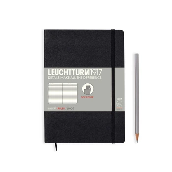Блокнот Leuchtturm1917 Мягкая обложка средний А5 Черный в линию 14,5х21 см (308290) (4004117328206)