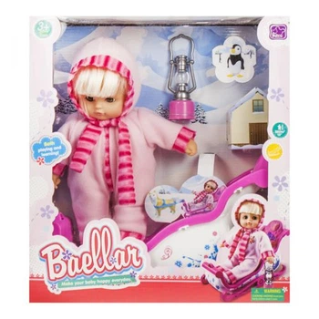 Кукла-пупс Baellar 33 см с санками и лампой в розовом (10099)