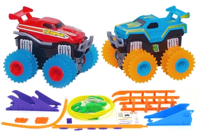 Машинки на бат. Trix Trux набор 2 машинки с трассой (красный+синий)