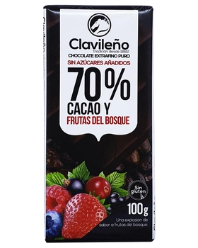 Шоколад Clavileno Y frutas del bosque Чорний 70% з лісовими ягодами і замінником цукру 100 г (52894)