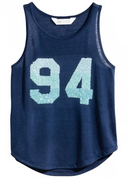 Майка с пайетками для девочки H&M 0506906003 134-140 см (8-10 years) темно-синий