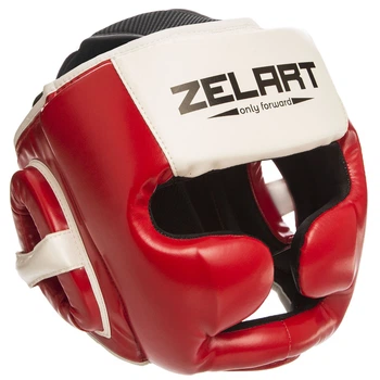Шлем боксерский с полной защитой Zelart 1390 размер M Red-White