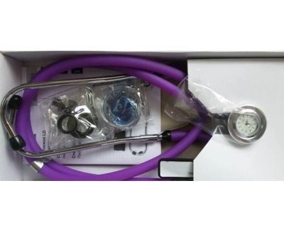 Стетоскоп тип Раппапорта з вбудованим у головку кварцевим годинником Little Doctor LD Special SteTime фіолетовий