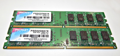 Оперативная память Patriot DDR2 SDRAM 2GB PC2-5300 Б/у (2x1GB Kit)