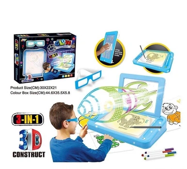Магическая Проекционная 3D доска для рисования Magic Drawing Board YM 827 свет, на батарейках, в коробке
