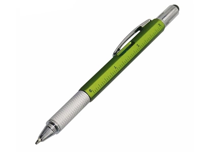 Шариковая ручка Genkky С отверткой, стилусом, линейкой и уровнем Синее чернило Зеленый (1004-446-02)