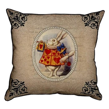 Подушка с мешковины Белый кролик 45x45 см