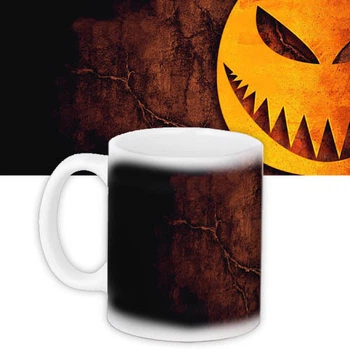 Чашка з принтом Halloween тыква с острыми зубами 330 мл