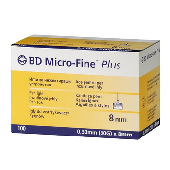 Голки інсулінові для шприц-ручок Microfine Becton Dickinson МикроФайн 8 мм (30G x 0,3 мм)