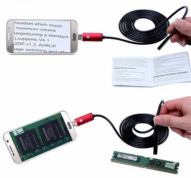 Эндоскоп бороскоп глазок наблюдения web камера Андроид Jansite OTG USB 7мм длинна 1м