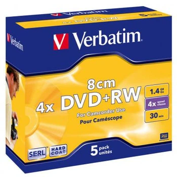 Диск DVD Verbatim mini 1.4Gb 4X Jewel 5шт Matt Silver (43565)