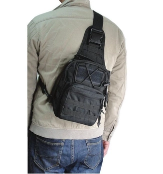 Рюкзак сумка тактическая военная Oxford 600D 6L через плечо Black