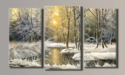 Модульная картина на холсте Holst Art из 3-х частей Живопись. Зима 54х91 см