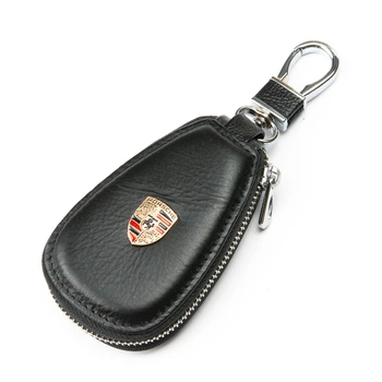 Автоключница ключница из натуральной кожи с карабином PR-190507-31076 черный