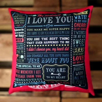 Подушка с принтом габардиновая I love you на черном фоне 30x30 см