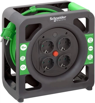 Удлинитель на катушке Schneider Electric ІР20 4 розетки 15 м (IMT33137)