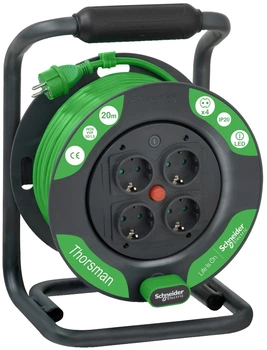 Подовжувач на котушці Schneider Electric ІР20 4 розетки 20 м (IMT33140)