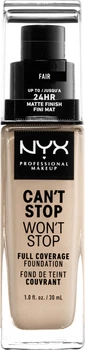 Тональна основа для обличчя NYX Professional Makeup Can't Stop Won't Stop 24-Hour матувальна 1.5 Fair 30 мл (800897181246)