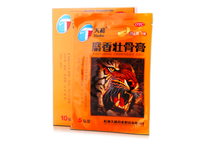Тигровий пластир Tianhe, Shexiang Zhuanggu Gao, протинабряковий, знеболюючий, 10 шт