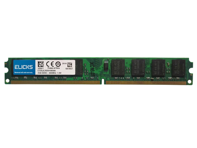 Оперативная память ELICKS 2GB DDR2 800MHz Для INTEL и AMD Зеленый (1001-299-04)
