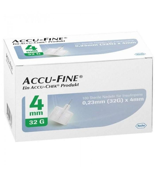 Голки Accu-Fine для інсулінових шприц-ручок 4 мм (32G х 0,23 мм)