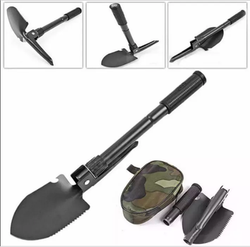 Универсальная военная походная туристическая саперная стальная складная лопата 5 в 1 VST для кемпинга, резиновая ручка (W1981)