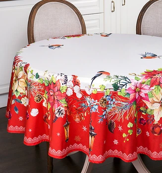 Скатерть круглая Maison Christelle Снигири D178см с защитным покрытием 100% хлопок