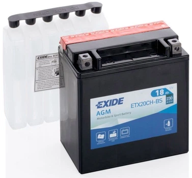 Мото аккумулятор EXIDE ETX20CH-BS / YTX20CH-BS 18 Аh, 230 А, (+/-), 150х87х161 мм