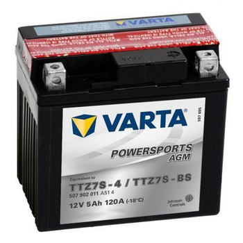 VARTA TTZ7S-BS (TTZ7S-4) Powersports Аккумулятор 5 А/ч, 120 А, (-/+), 113х70х105 мм