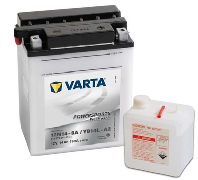 Мото аккумулятор VARTA 12N14-3A / YB14L-A2 14Ah,190A, 12V, (-/+) , 135x90x167мм