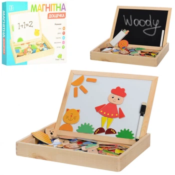 Развивающая деревянная доcточка MD 0693 с фигурами, мелом и маркером 4258227