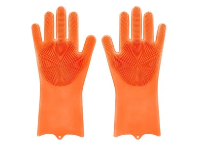 Силиконовые многофункциональные перчатки для мытья и чистки Magic Silicone Gloves Оранжевые