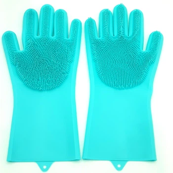 Силіконові багатофункціональні рукавички для миття та чищення Magic Silicone Gloves Бірюза
