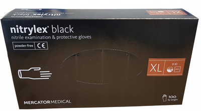 Рукавички чорні Nitrylex Black нітрилові неопудрені XL RD30104005