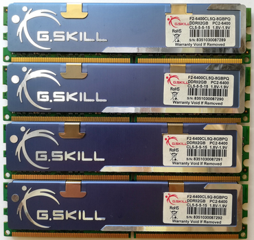 Комплект игровой оперативной памяти G.Skill DDR2 8Gb (4*2Gb) 800MHz PC2 6400U CL5 (F2-6400CL5Q-8GBPQ) Б/У