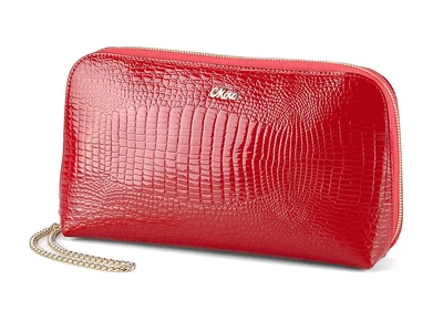 Кожаная женская косметичка Moro&Jenny 59057 E Red красная