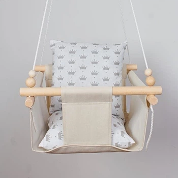 Тканевые подвесные качели Infancy Короны Молочные