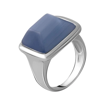 Серебряное кольцо с кошачьим глазом, вес изделия 7,85 гр (2053828)