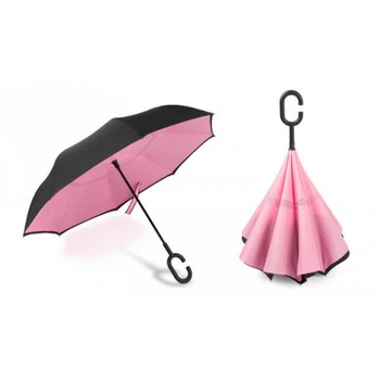 Зонт Наоборот Up-brella - Зонт Обратного Сложения (Обратный Зонт) Антизонт - Смарт зонт (Умный Зонт) Розовый