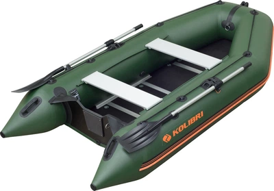 Надувная лодка Kolibri КМ-360D Profy (Колибри КМ-360Д Профи) зеленая + жесткий фанерный настил