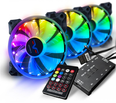 Набір RGB-вентиляторів + Fun hub + ДУ Frime Iris Space KIT (18LED); 3 шт 120х120х25мм
