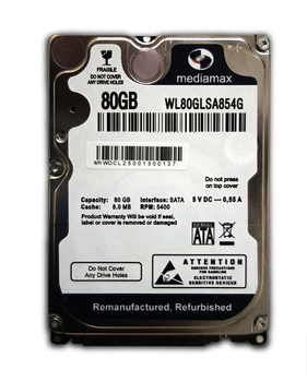 Накопитель HDD 2.5" SATA 80GB Mediamax 5400rpm 8MB (WL80GLSA854G) - Refubrished