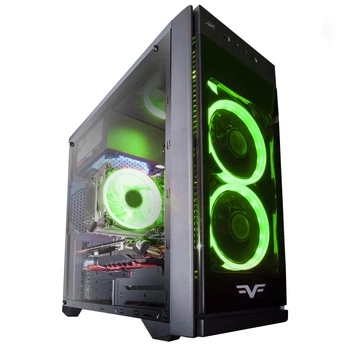 Корпус Frime Grandmaster green led без БП (Grandmaster-U3-4GSRF-WP); 1xUSB 3.0, 2xUSB, 4шт Green Singe Ring Fan