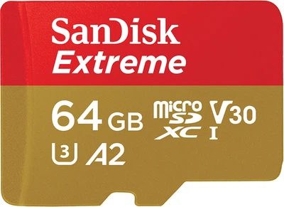 Карта пам'яті SanDisk microSDXC Extreme V30 64GB C10 UHS-I U3 + SD адаптер (SDSQXA2-064G-GN6AA)