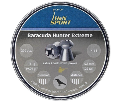 Свинцовые пули H&N Baracuda Hunter Extreme 5,5 мм 200шт/уп 1,21 г (1453.01.86)