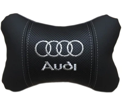 Автомобільна Подушка під шию АвтоХоп на підголовник з сірим логотипом Audi